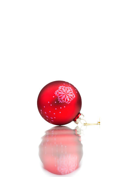 istock red christmas ball over white background 610427914