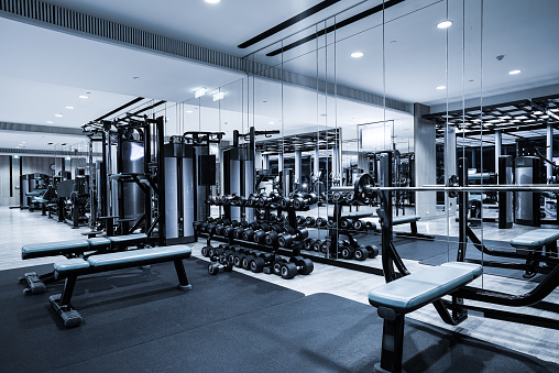 Fitness club in luxury hotel interior.GYM concept.