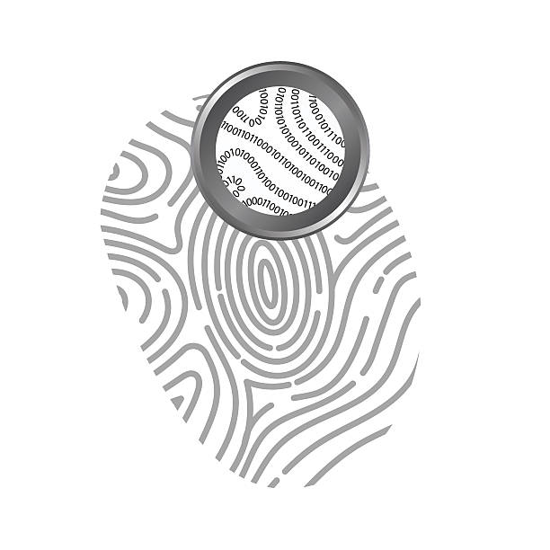ベクター : 白い背景上の指紋のバイナリコード - individuality identity computer graphic forensic science点のイラスト素材／クリップアート素材／マンガ素材／アイコン素材