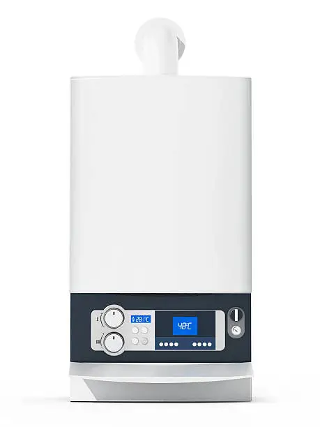 Generic water boiler with LCD screens isolated on white.