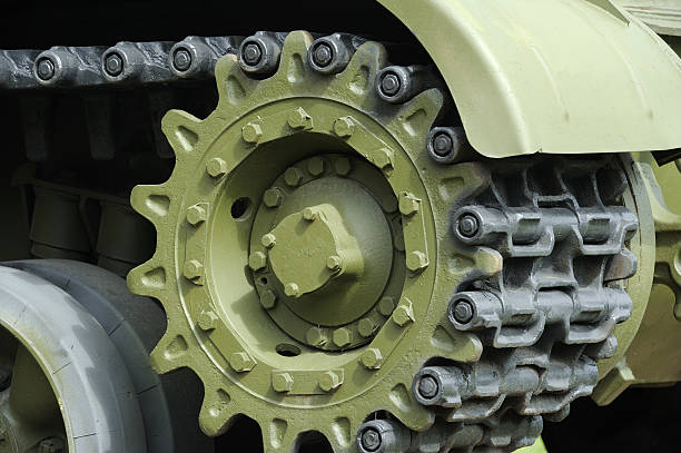 istock Tank Caterpillar Tread with Wheels 610433944