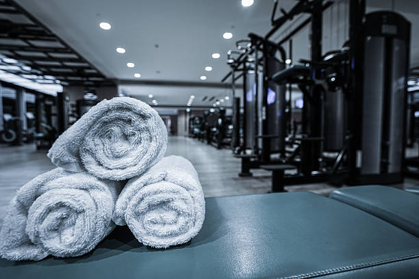 istock Fitness club in luxury hotel interior. 610434438