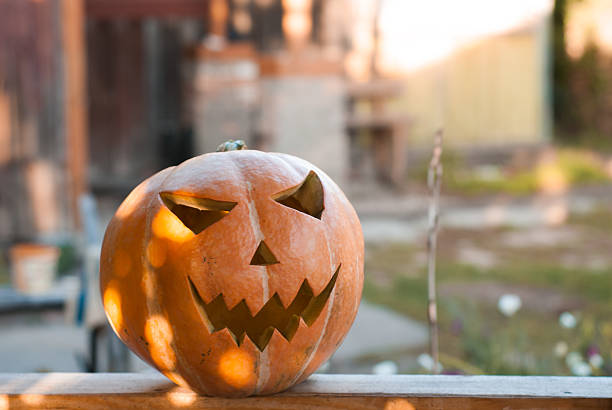 istock Jack-o ' - lantern outdoors. The Eve Of Halloween. 610436340