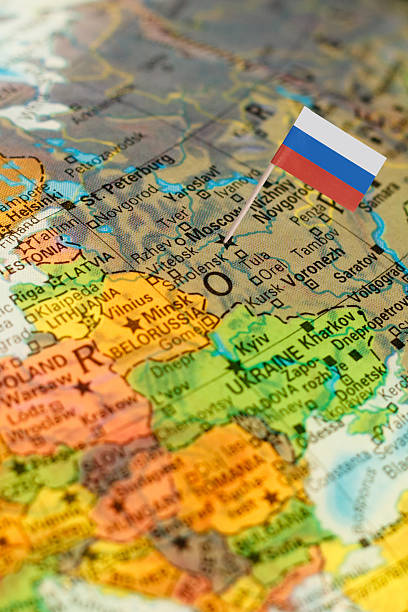 istock Globe map detail Russia with Russian Flag 610437150