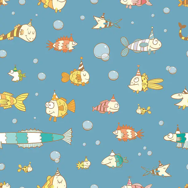 Vector illustration of Pattern with fishes.