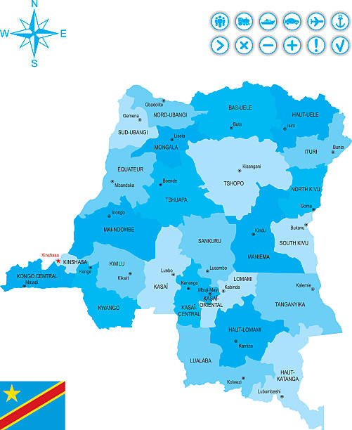 demokratyczna republika konga - zaire emery stock illustrations