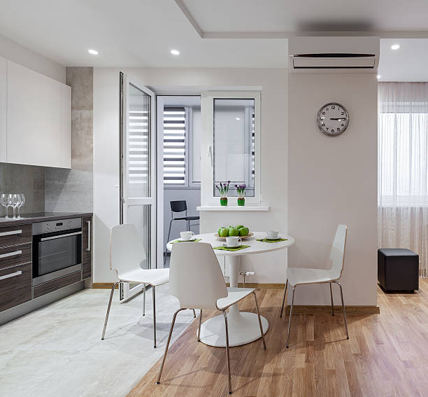 istock Interior of modern apartment in scandinavian style with kitchen 610439102