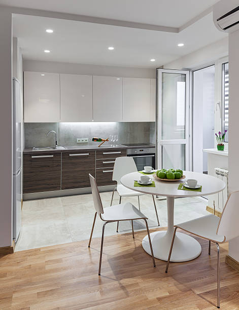 istock Kitchen interior in modern apartment in scandinavian style 610439218