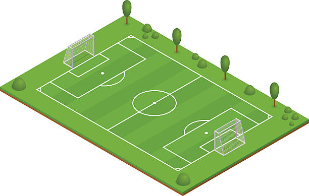 ilustraciones, imágenes clip art, dibujos animados e iconos de stock de campo de fútbol de césped verde. vector - soccer field soccer corner stadium