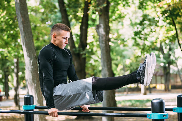 istock Healthy handsome active man with fit muscular body doing workout 610440430