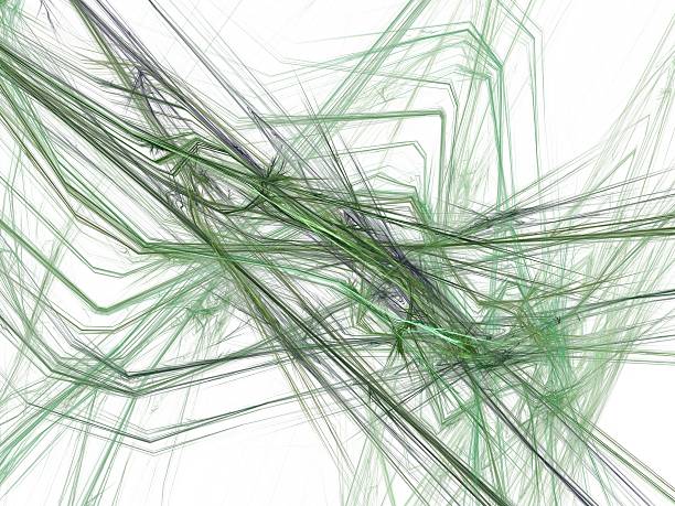 istock Abstract fractal in a chaotic bundle of green thread 610440656