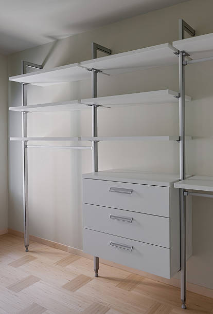 istock Interior of modern empty wardrobe room 610443850