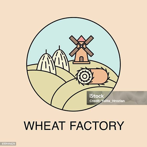 Wheat Factory And Harvesting Illustration Stock Illustration - Download Image Now - Agricultural Field, Agriculture, Autumn