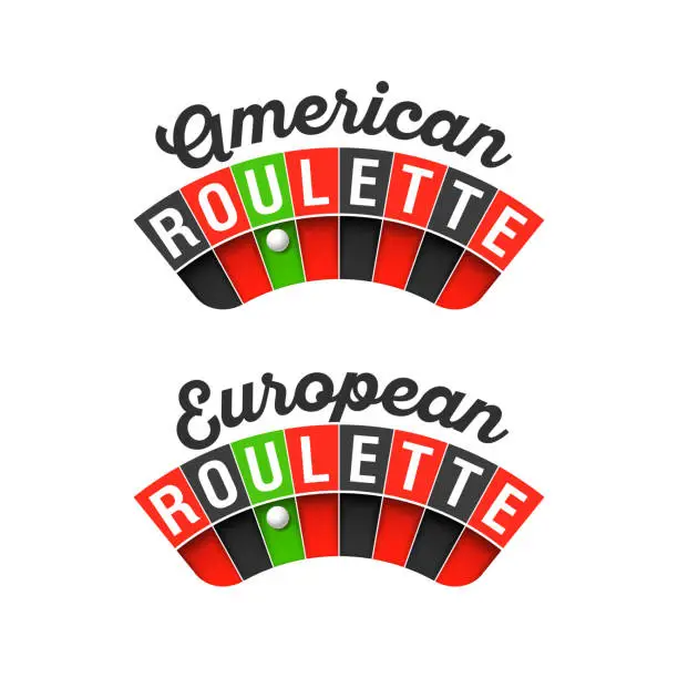 Vector illustration of American and European Roulette wheel
