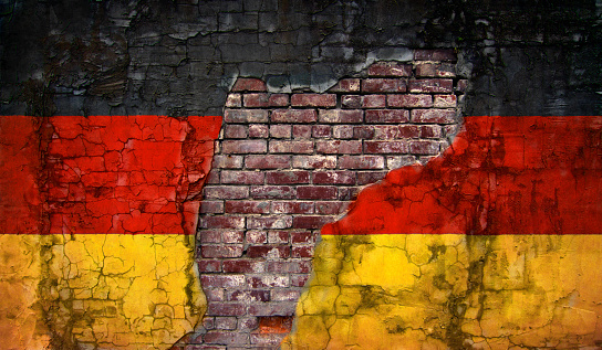 Flag of Germany painted on a grunge wall