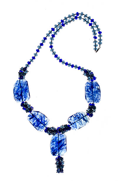 istock necklace with blue beads on a white background 610452406