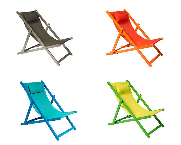 istock wooden Beach Chairs Isolated on white background 610452428