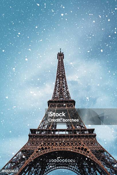 Winter In Paris Stock Photo - Download Image Now - Paris - France, Christmas, Snow