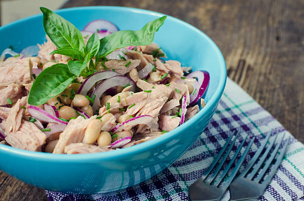 istock Tuna salad with white beans and red onions 610454804