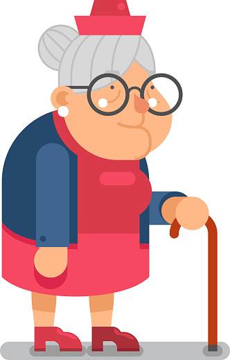 Granny Old Lady Character Cartoon Flat Design Vector Illustration Stock  Illustration - Download Image Now - iStock