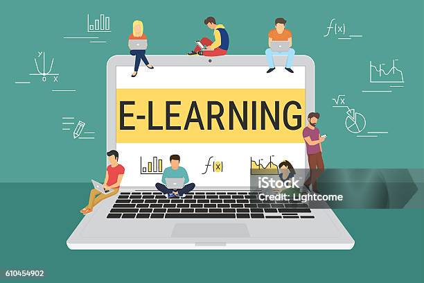 Elearning Concept Illustration Stock Illustration - Download Image Now - E-Learning, Digital Display, Digitally Generated Image