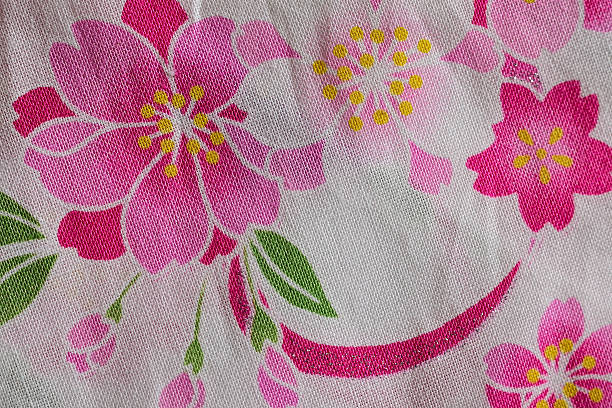 istock Colorful floral texture on cotton fabric 610541268