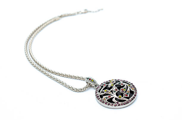 istock Round pendant with ornament isolated on white 610541624