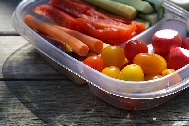 istock Plastic container with vegetables, lunch bag, healthy. 610541766