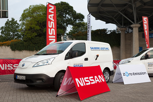 Hannover, Germany - Sep 23, 2016: The Nissan e-NV200 electric delivery van at the IAA Commercial Vehicles 2016 International Trade Fair