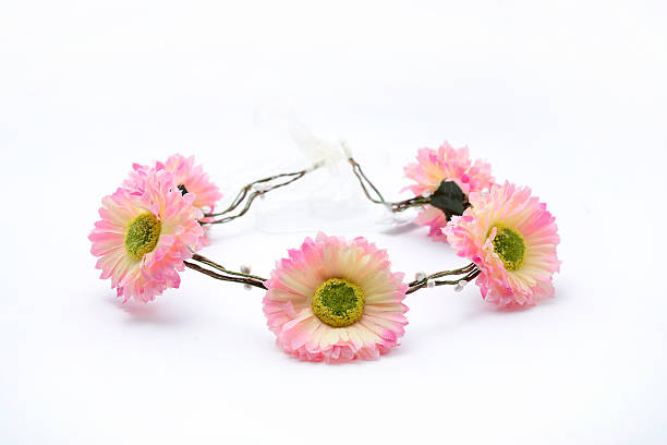 istock wreath with pink flowers isolated on white 610542470