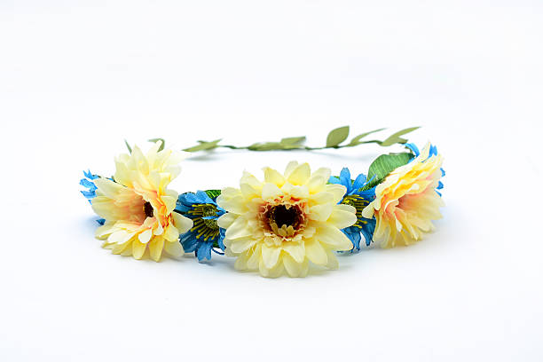 istock wreath with colored flowers isolated on white 610542492
