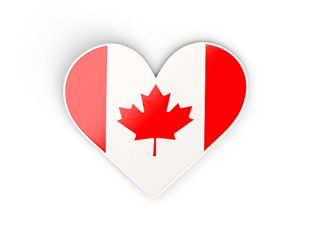 istock Flag of canada, heart shaped sticker 610544244