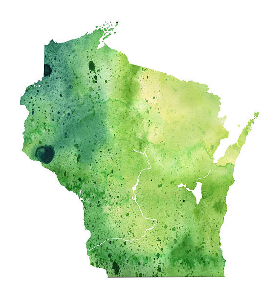 Map of Wisconsin with Watercolor Texture - Raster Illustration vector art illustration