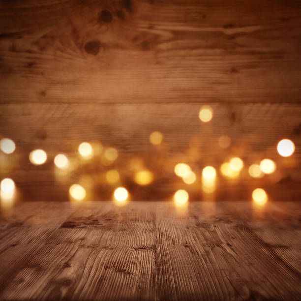 istock Wooden wall with starlights 610545498