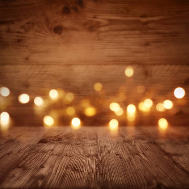 Wooden wall with starlights Wooden wall with starlights in front of a table stars in your eyes stock pictures, royalty-free photos & images