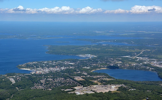 aerial view of the town of Midland located at the Georgian Bay, Ontario Canada 