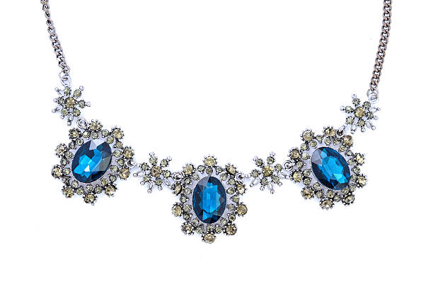 istock vintage necklace with blue gems on a white background 610549064