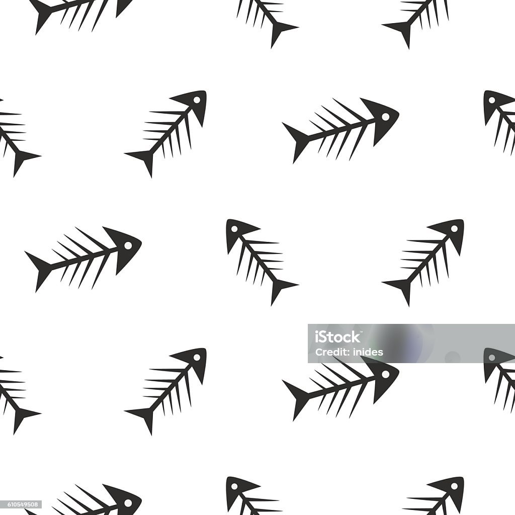 Textiles Fish Using Fishbone Design Fishbone Monochrome Seamless Vector Pattern Stock Illustration ...