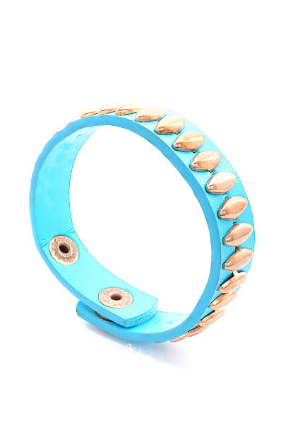 istock blue leather bracelet on a white background 610550784