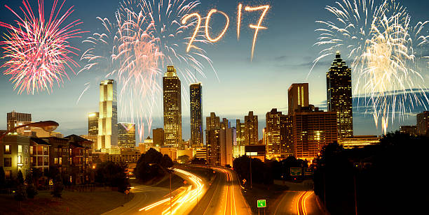 istock New Year 2017 fireworks over Atlanta 610551062