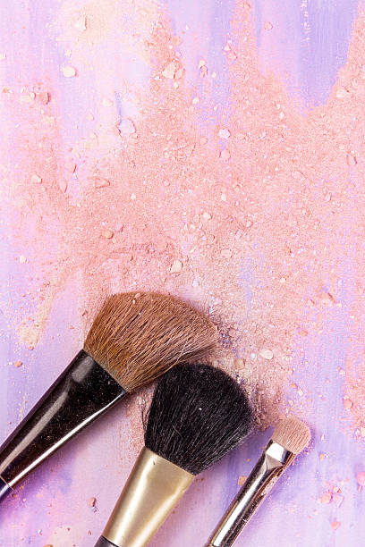 istock Makeup brushes on light purple watercolor background 610552274