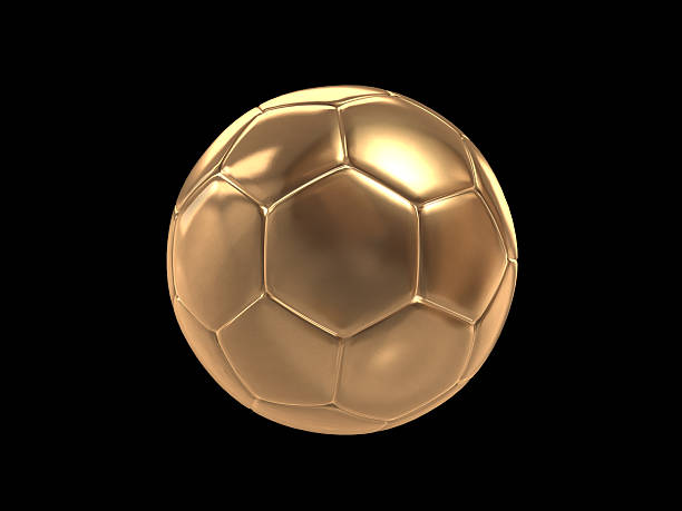 istock Golden soccer ball isolated objects.3D rendering 610552960