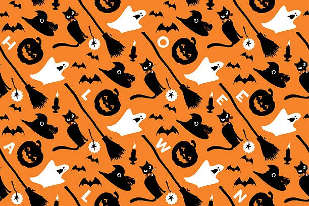 Vector illustration of Halloween seamless pattern