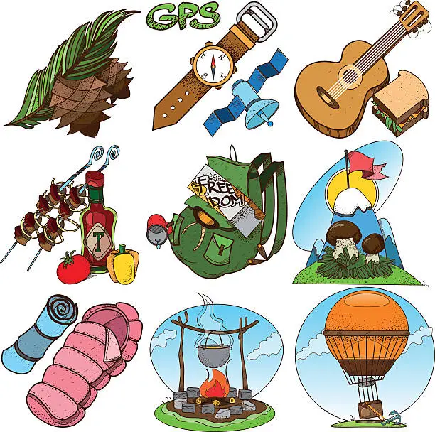 Vector illustration of Set in the tourism theme color illustration. Travel logos.