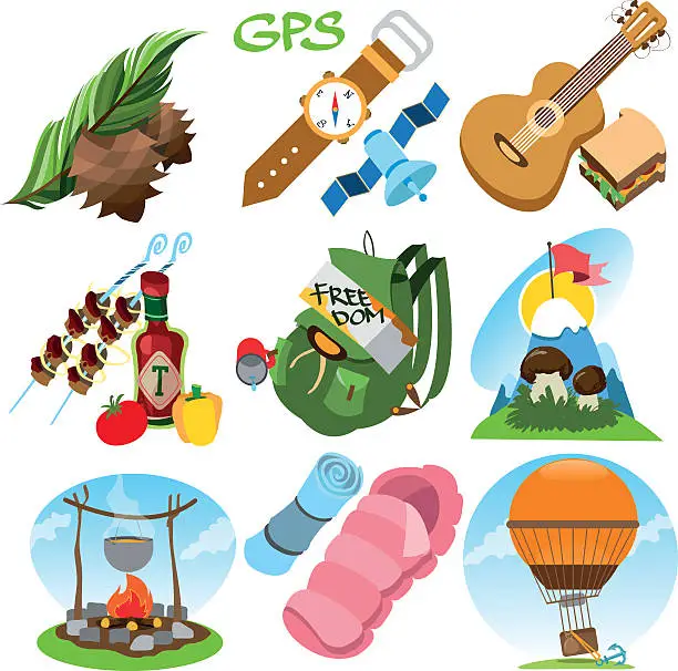 Vector illustration of Set in the tourism theme color illustration. Travel logos.