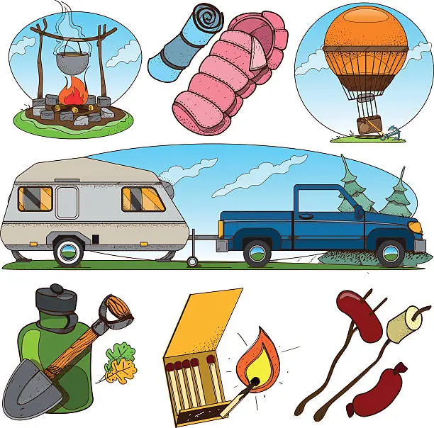 Vector illustration of Set in the tourism theme color illustration. Travel logos.