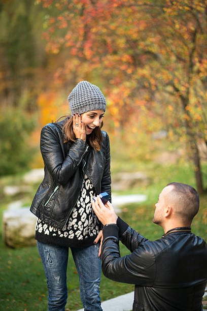 istock Autumn outdoor wedding proposal engagement 610556572