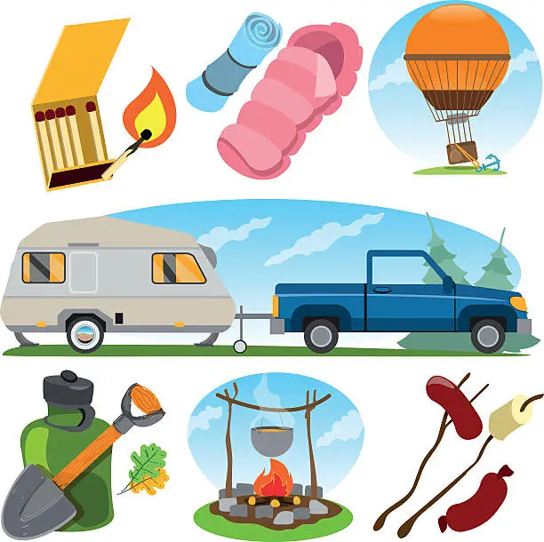 Vector illustration of Set in the tourism theme color illustration. Travel logos.