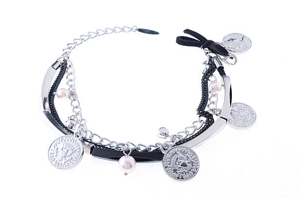 istock silver bracelet with pendants on a white background 610557150