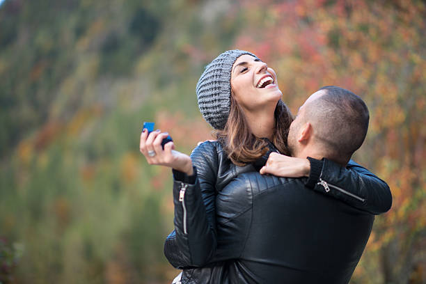 Autumn outdoor wedding proposal engagement